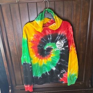 Colorful Tie-Dye Hoodie with One Love Jamaica Logo